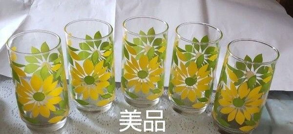 美品 昭和レトロコップ グラス 花柄