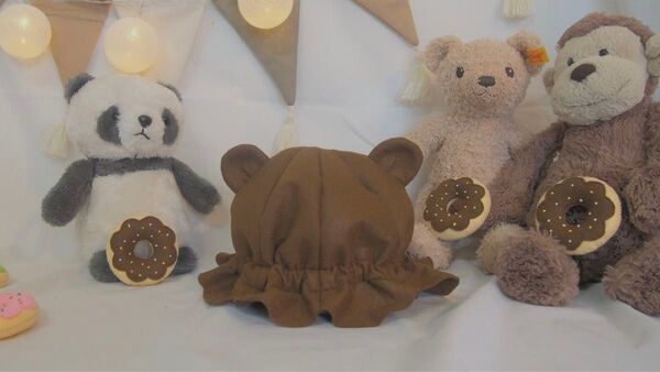 クマ耳 かぼちゃ帽子 ベビー ハンドメイド フリル帽子