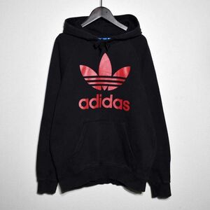 adidas Originals ビッグトレフォイルロゴ パーカー 黒赤