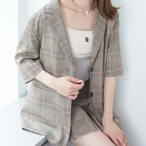 chico チェック5分袖ジャケット