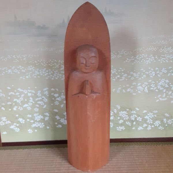 【未使用/保管品】仏像(船形) 木製 木彫り 鳥取県仏師 故 山本竜門先生 作