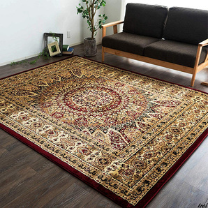 【ペルシャ柄 160x230 3畳 レッド 】ウィルトン織 トルコ製 床暖房 ホットカーペット対応