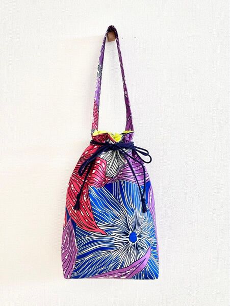 アフリカ布 ハンドメイド 巾着バッグ