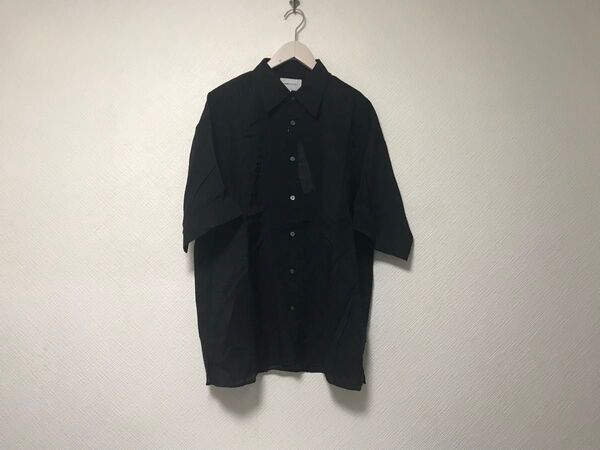 新品未使用本物エマクローズEMMACLOTHESサテン薄手レース半袖シャツメンズサーフワークミリタリーアメカジビジネス黒ブラックM