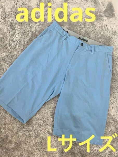 adidas メンズゴルフウェア ハーフパンツ 水色 Lサイズ