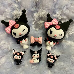 6個セット★巨大クロミちゃん★スカルリボンクロックスジビッツ シビッツ♪チャーム靴アクセサリー☆キャラクターJ