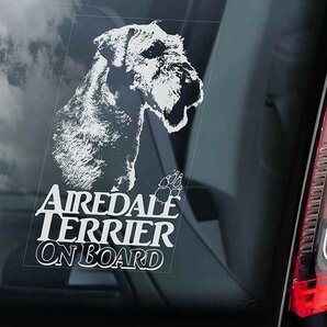 ◆送料無料【エアデール・テリア】外張り@カーステッカー 185×100mm 外貼り カー ステッカー 車 ガラス DOG ON BOAD 犬 D2@2779-1
