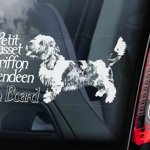 ◆送無@プチ・バセット・グリフォン・バンデーン@外張り@カーステッカー 19×10cm@外貼り カー ステッカー 車 シール DOG ON BOAD D1@3434
