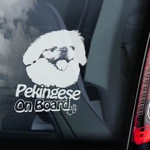 ◆【ペキニーズ(ジンバー)⑤】外張り カーステッカー 135×100mm 外貼り カー ステッカー シール DOG ON BOARD@D7 4121