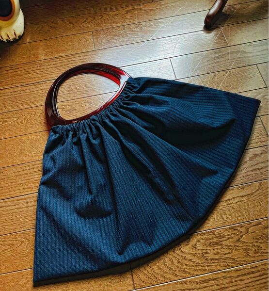 ハンドメイド グラニーバッグ 着物 木綿アクリルリングハンドル