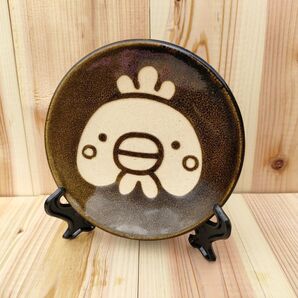【陶芸小皿】にわとり《色:ブラウン》ぽトフオリジナル動物イラスト/B