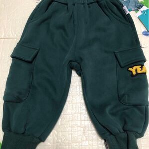 【新品】赤ちゃん 冬用厚手ズボン/パンツ 90サイズ_ ダークグリーン