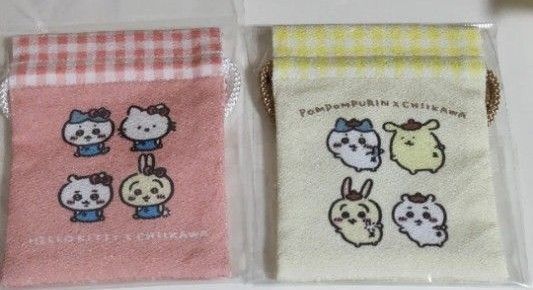 ちいかわ×サンリオキャラクターズ 巾着 ハチワレ ポーチ