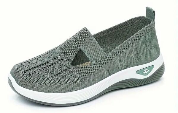 Women's Color Knitted Slip On Mesh Shoes スリッポン 洗えるゴムメッシュスリッポンシューズ