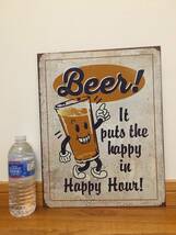 ★アメリカ雑貨★ ビンテージ風（新品）スチール製 看板 アメリカ製、Beer Happy Hour !!_画像2