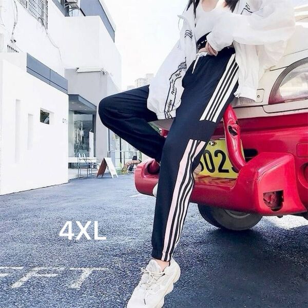 レディース ジョガーパンツ ジャージ下 黒 ズボン ストリート スポーツ ダンス 4XLサイズ 男女兼用 ユニセックス ポケット