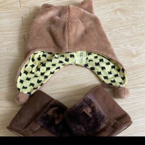 ベビー ブーツ 12.5cm 靴 女の子 室内用 帽子 ふわふわ 冬小物セット ボア 防寒 帽子
