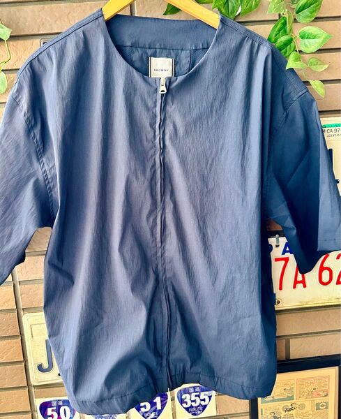 【美品!!】BROWNY 半袖シャツ ジャケット ジッパー付き Lサイズ 古着 y2k ヴィンテージ メンズ レディース 00s