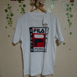 M FILA フィラ 白 ホワイト 男性 メンズ 大人 スポーツブランド シンプル 無地 ロゴ入 ゆったり 男の子 半袖Tシャツ スポーツウェア 綿100