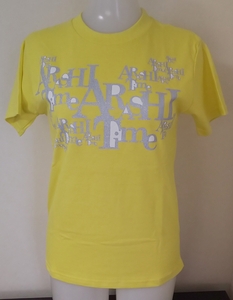 ほぼ未使用品 嵐 半袖Tシャツ 黄色 ARASHI Summer Tour 2007 Time コトバノチカラ 松本潤 大野智 相葉雅紀 二宮和也 桜井翔 ジャニーズ