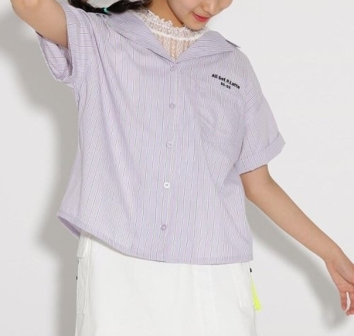 新品 PINK-latte 開襟シャツ+レースノースリ セット ライトパープル(381) 02(M165cm)