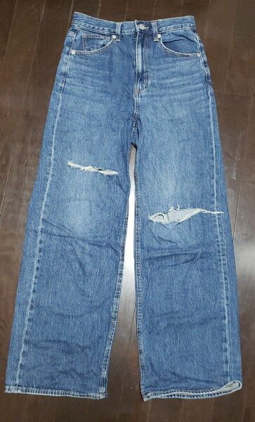 GU レディース ダメージデニム ブルー Msize ジーンズ パンツ ボトム DENIM
