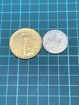 【Ωコイン】女神立像 アメリカ 20ドル 1908年銘 検）古銭硬貨貨幣金貨ゴールド系 レア記念 メダル 希少 海外外国世界 レプリカ復刻 t3_画像6