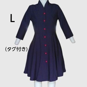 ネイビーフレアーワンピース Lサイズ タグ付き 7分袖 未使用