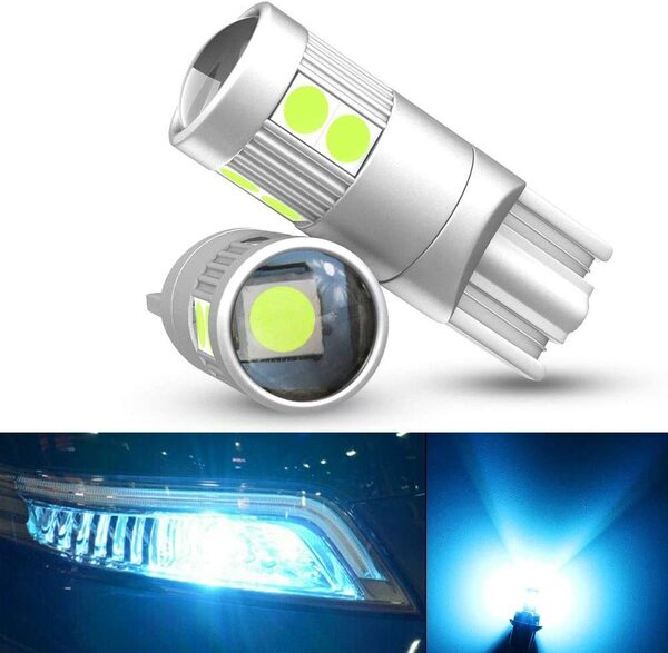 『送料無料』T10 LED アイスブルー 爆光 ポジションランプ ナンバー灯 12V 24V 兼用 キャンセラー内蔵 2個 青 Na ライト バルブ