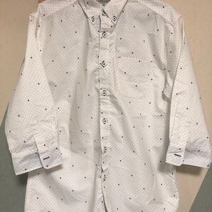 柄シャツM(ボタンダウン) クローバー 7部袖