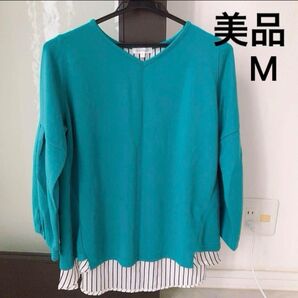 3can4on レディース レイヤード風Vネックプルオーバー(裏毛)美品 M