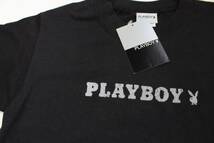 UTS58プレイボーイSラビット 半袖Tシャツ正規品PLAY BOYフロッキープリント 黒色_画像1