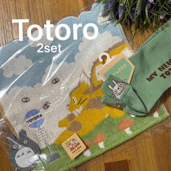 A ミニタオル ネコバスとトトロ となりのトトロスニーカーソックス&ハンカチ 2点 トトロ スタジオジブリ タオルハンカチ
