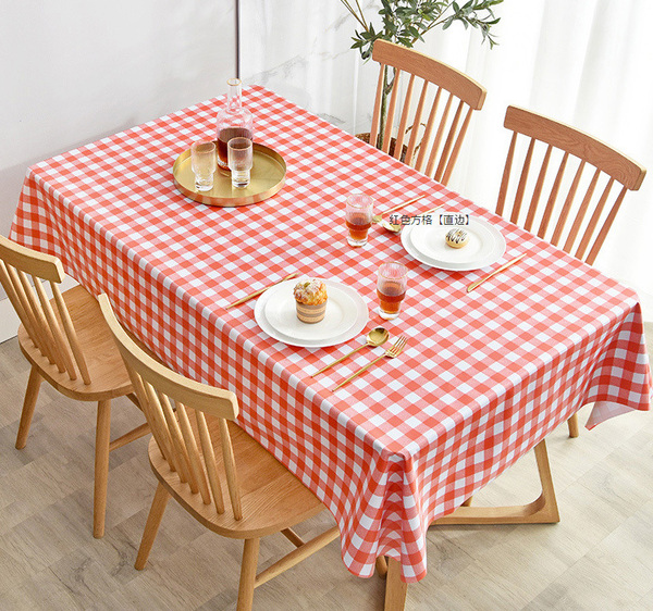 テーブルクロス チェック 赤 220x140cm 大きいサイズ 新品