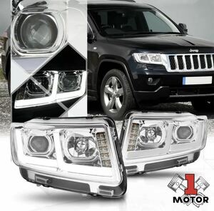 [NEW] Grand Cherokee 2011-13y передняя фара волокно LED икаринг SRT ограниченный laredo custom обвес и т.п. вместе 