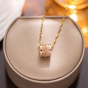 リング ネックレス 水晶 ピンク