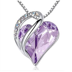 ハート 水晶 ネックレス ペンダント 紫