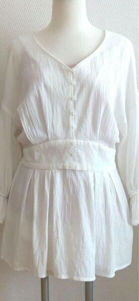 *W closet ダブルクローゼット チュニック シャツ ブラウス ホワイト白