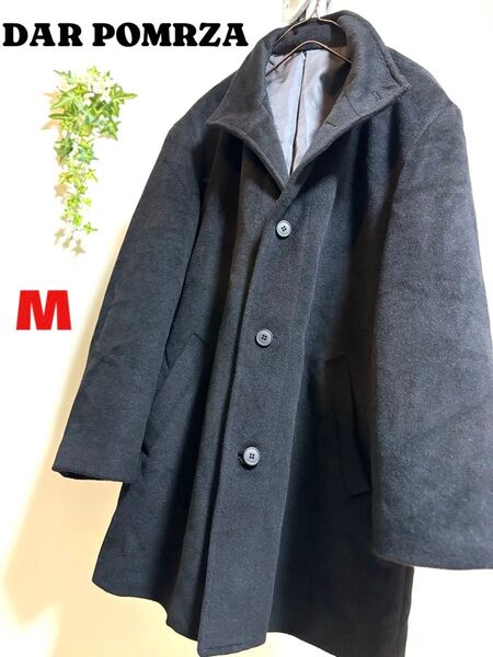 【DAR POMRZA】【Mサイズ】 メンズレディースコート アンゴラ アウター ウール 上着 黒 ブラック 冬 古着