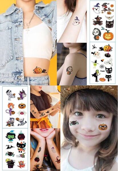 タトゥーシール 10枚セット 子供 仮装小物 簡単に貼る 防水長持 可愛い (ハロウィン)