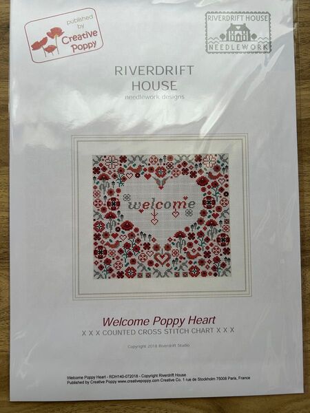 クロスステッチ図案 Welcome Poppy Heart
