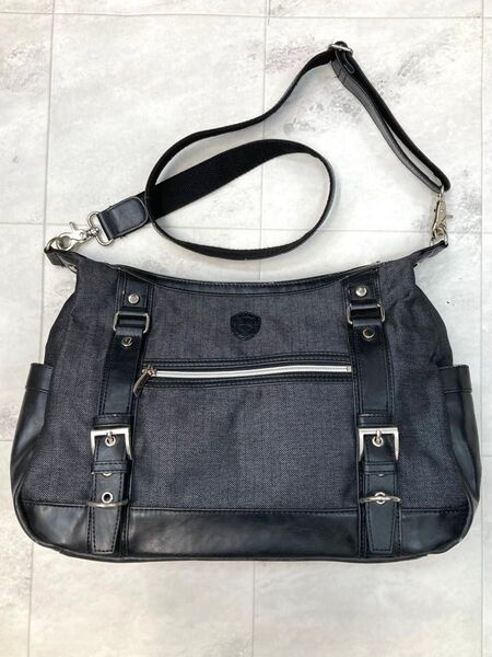 men's bigi メンズビギ ビジネスバック ショルダーバッグ メンズ 黒 ブラック バッグ レザー 革
