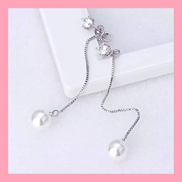 ピアス パール ピアス ロングチェーンパールピアス 上品 華やか フォーマル デイリー使い