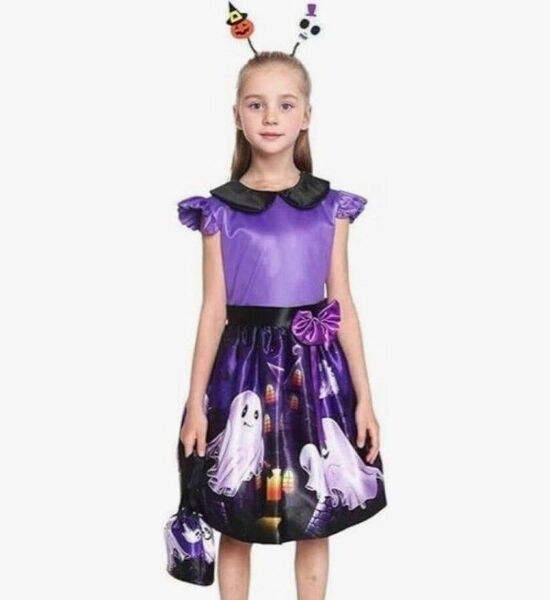 ハロウィン コスプレ 子供 ドレス 女の子 幽霊 魔女 精霊 120 130