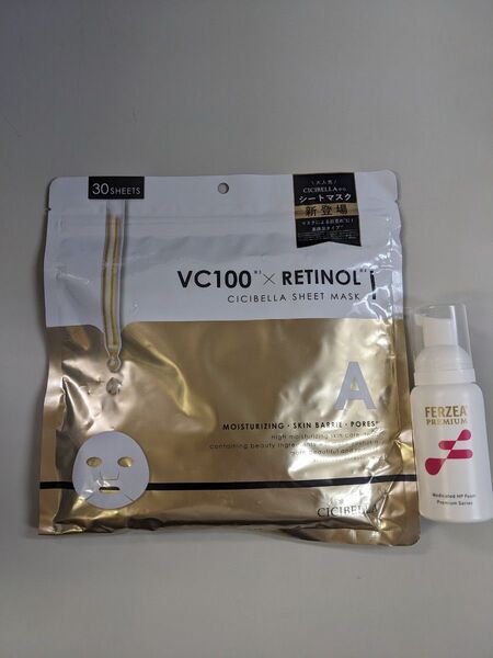 シシベラ シートマスク 30A VC100×RETINOL (レチノール)+フェルゼアプレミアム薬用泡の化粧水1本