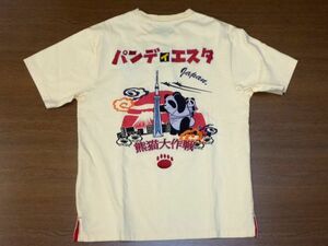 錦 PANDIESTA JAPAN Tシャツ 熊猫大作戦 パンダ[クリームイエローMサイズ/パンディエスタ ジャパン 588207 新品 刺繍 半袖Tシャツ 和柄