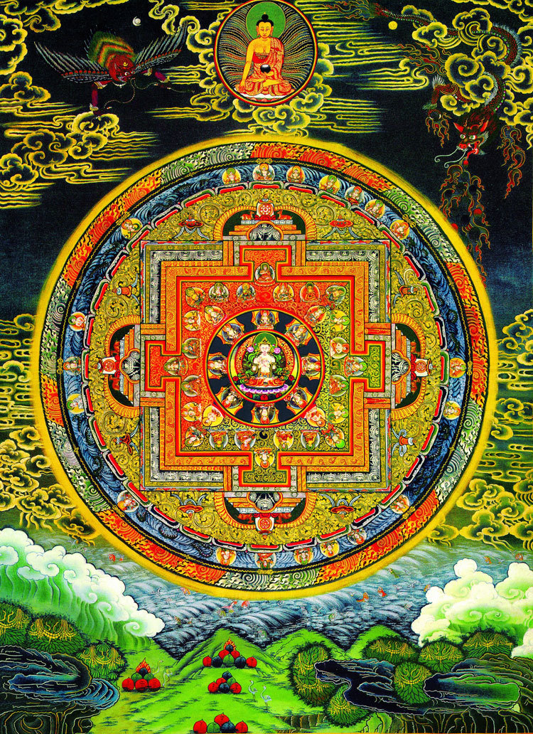 Mandala bouddhisme tibétain format A4 : 297 x 210 mm peinture bouddhiste, ouvrages d'art, peinture, autres