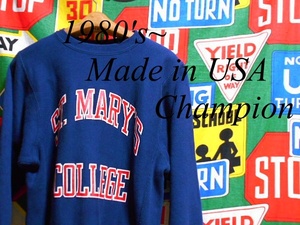 ★コンディション◎な1着★Made in USA製アメリカ製Championチャンピオンリバースィーブビンテージスウェットシャツ80s80年代紺色ネイビーS