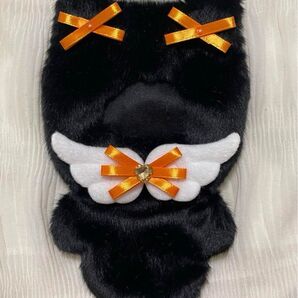 16センチ ぬい服 着ぐるみ ファー ねこ オレンジ 黒猫