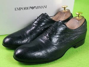 即決★EMPORIO ARMANI エンポリオアルマーニ★メンズ 24.5cm 39 レースアップシューズ 本革 レザー 黒 ビジネス 高級 おしゃれ 古着